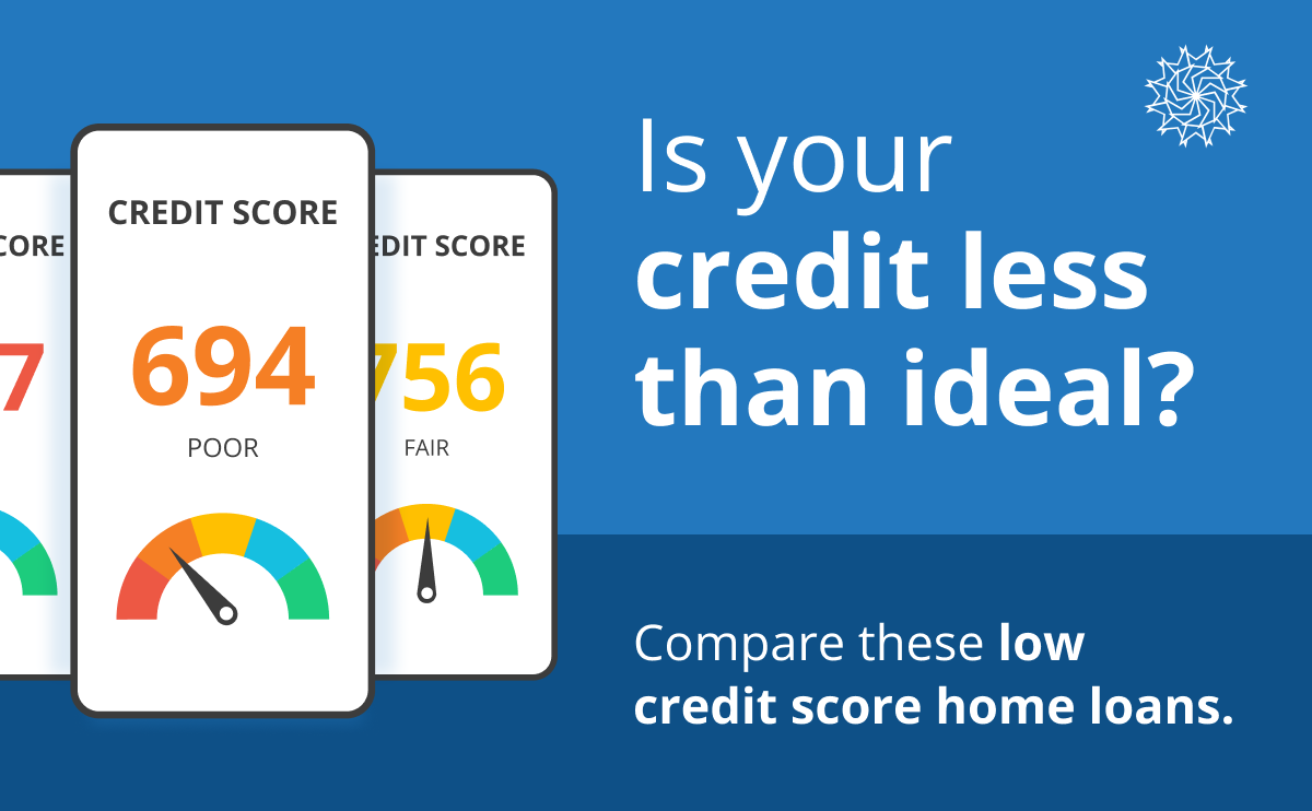 Is your credit less than ideal? Compare these low credit score home loans.